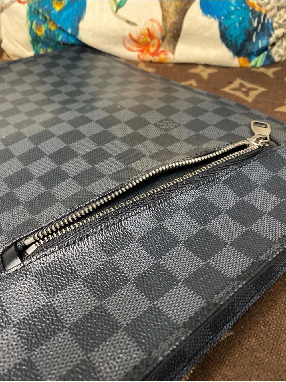 Louis Vuitton Damier Graphite Poche Documents Portfolio Clutch Bag Black